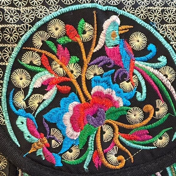 Black and Multicolor Embroidered Backpack main image 4